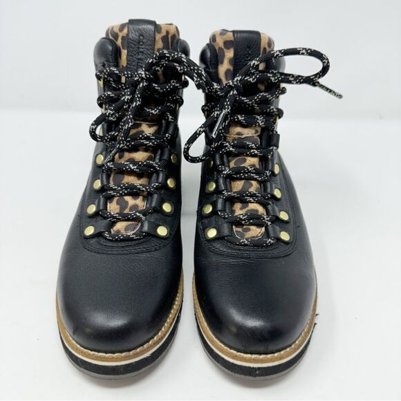 Cole Haan ZEROGRAND Explore Getaway Hiker Boot Black Leopard Print Size 8.5 - Picture 4 of 15